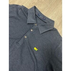 Clubhouse Collection Polo Shirt Men's Large Masters Golf Blue Striped Silk Italy